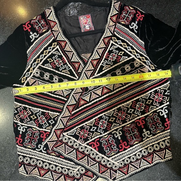 Johnny Was Aztec Embroidered Velvet Bolero - Picture 7 of 8